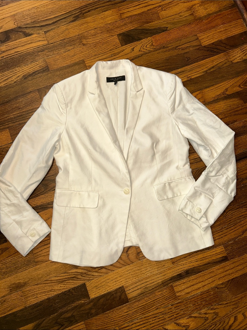 rag & bone Women's White Single-Button Notch-Lapel Blazer
